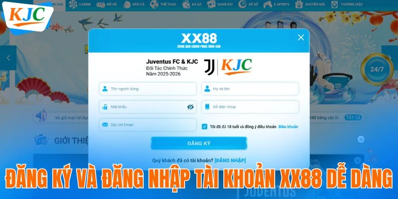 Đăng ký và đăng nhập tài khoản XX88 dễ dàng